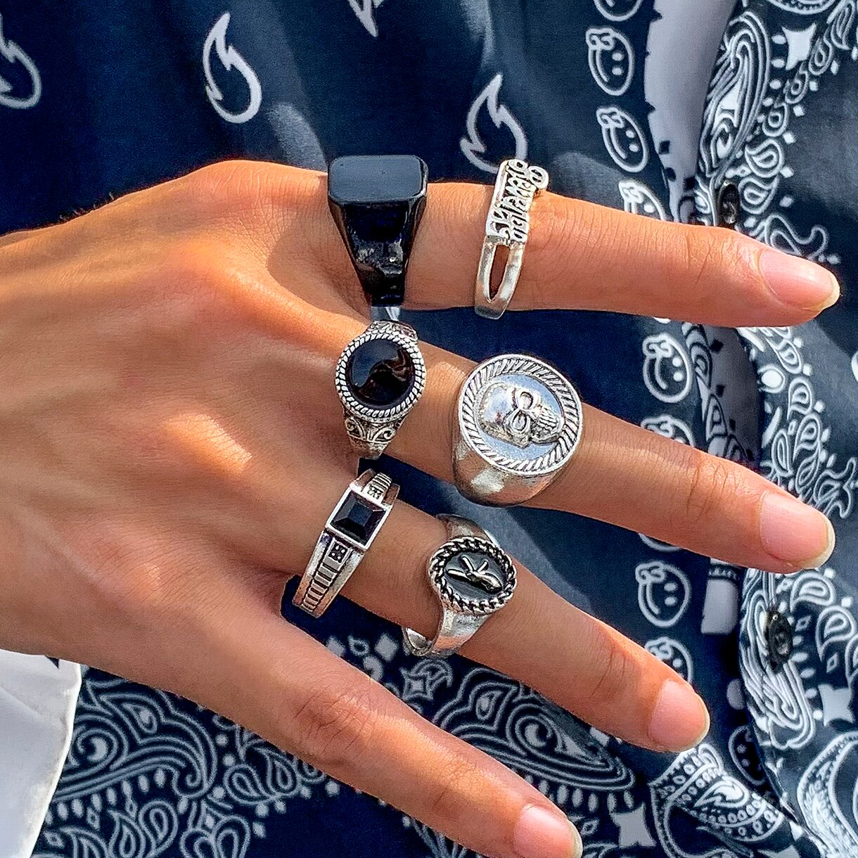 Vintage Collectible Item - 6 cái/bộ Goth bộ xương cổ