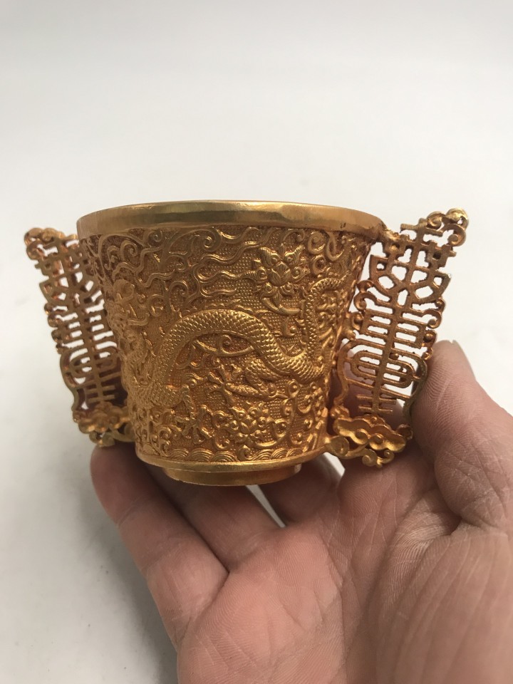 Collectible Vintage Wine - Vintage Collection Gilt Bronze Double Dragon
