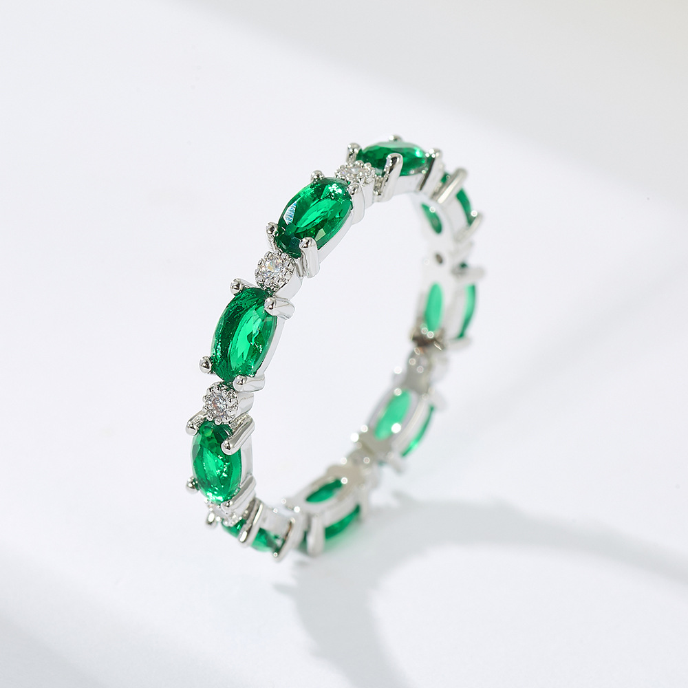 Vintage Collectible Item - Dainty Green Crystal Promise Ring with