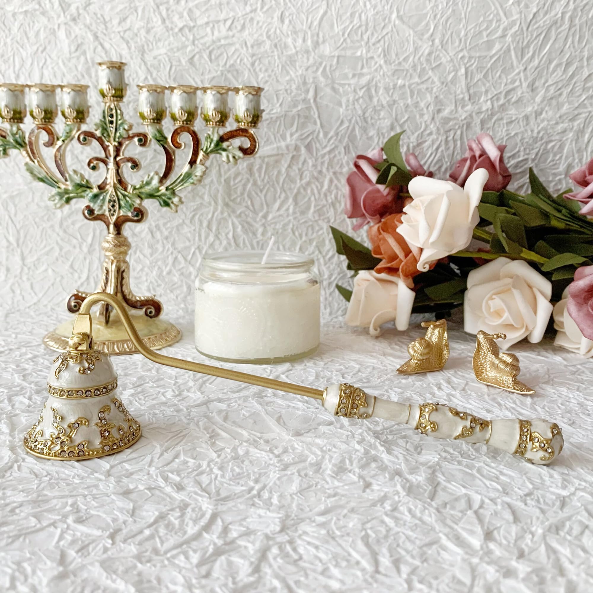 Collectible & Vintage Dolls For Christmas - Luxury Menorah Candle Snuffer Bell Enamel