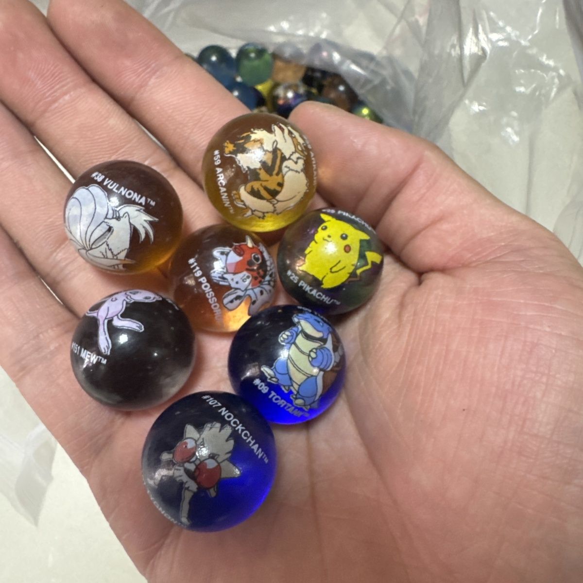 Vintage Collectible Marbles - Pokémon Retro American First Generation Glass