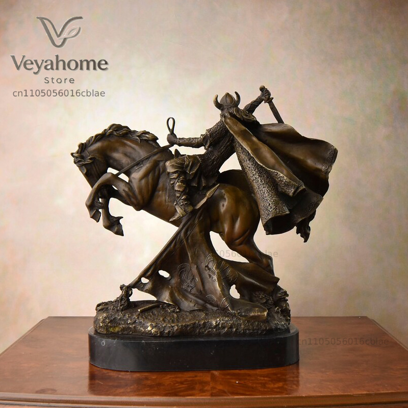 Bronze Medieval Warrior Riding - đánh giá và giá Vintage Collectible Marbles